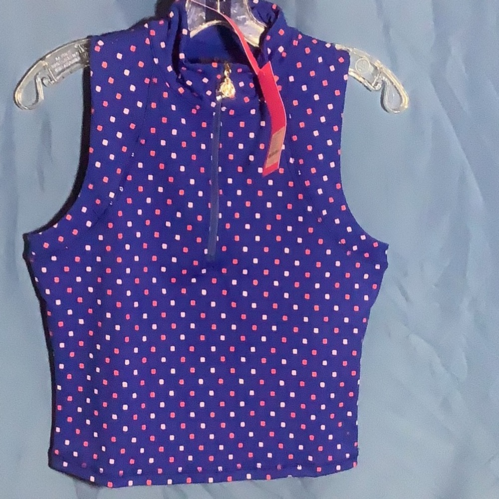 Lilly Pulitzer Callie Half Zip UPF 50+ Borealis Blue Lilly Squared Luxletic